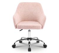 TOPDÉCORÉ Fauteuil Coiffeuse Chambre, Chaise Coquillage en Velours Pivotante à 360° avec roulettes, Chaise de Bureau Ergonomique et Réglable en Hauteur, Fauteuil de Salon/Maquillage,Orange