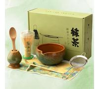 TOPDÉCORÉ Kit Matcha Complet-Set Matcha Traditionnel en Bambou avec Fouet Matcha (Chasen),Cuillère & Support-Coffret Thé Matcha Japonais Authentique pour Cérémonie-Idée Cadeau (Macha)