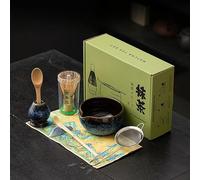 TOPDÉCORÉ Kit Matcha Complet-Set Matcha Traditionnel en Bambou avec Fouet Matcha (Chasen),Cuillère & Support-Coffret Thé Matcha Japonais Authentique pour Cérémonie-Idée Cadeau (Macha)