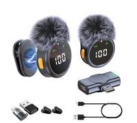 TOPDÉCORÉ Micro Cravate sans Fil pour iPhone Android&Caméra-Microphone sans Fil Plug&Play avec Réduction de Bruit-Mini Micro Cravate Bluetooth pour Vlog,Interview,Youtube,TikTok (2 Pièces)