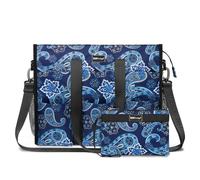 TOPDesign Sac fourre-tout utilitaire résistant à l'eau avec 13 poches extérieures et intérieures, fermeture éclair sur le dessus et support inférieur épais, Bandana bleu - Pro, Large-Pro