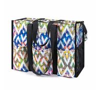 TOPDesign Sac fourre-tout utilitaire résistant à l'eau avec 13 poches, fermeture éclair sur le dessus et soutien inférieur épais, pour femmes qui travaillent, coloré, Large, Classique