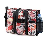 TOPDesign Sac fourre-tout utilitaire résistant à l'eau avec 13 poches, fermeture éclair sur le dessus et soutien inférieur épais, pour femmes qui travaillent, Trompette Vine, Large, Classique