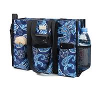 TOPDesign Sac fourre-tout utilitaire résistant à l'eau avec 13 poches, fermeture éclair sur le dessus et soutien inférieur épais, pour femmes qui travaillent, Large