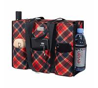 TOPDesign Sac fourre-tout utilitaire résistant à l'eau avec 13 poches, fermeture éclair sur le dessus et soutien inférieur épais, pour femmes qui travaillent, Grille, Large, Classique