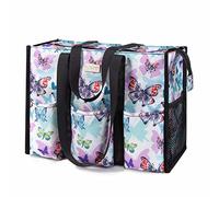 TOPDesign Sac fourre-tout utilitaire résistant à l'eau avec 22 poches, fermeture éclair sur le dessus et soutien inférieur épais, pour femmes qui travaillent, papillon, One Size, Classique