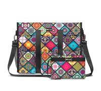 TOPDesign Utility Water Resistant Tote Bag with 22 Exterior & Interior Pockets, Top Zipper Closure & Thick Bottom Support, Perfect Gifts for Working Women, Teachers, Nurses, Accountants (Yoga)