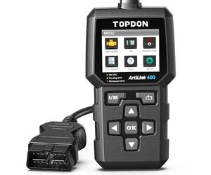 TOPDON AL400 Lecteur de Codes OBD2, 10 Fonctions OBD2, Vérification du Voyant Moteur/Test d'émissions polluantes/Test du capteur O2 / EVAP, Mise à Jour Gratuite à Vie