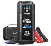 TOPDON Booster Batterie, JS2000 Demarreur de Batterie Voiture 2500A/16000mAh Jump Starter pour Moteurs Diesel Jusqu'à 8L et 6L, câbles de démarrage, Charge Rapide USB et Lampe de Poche LED intégrée