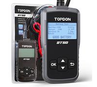 TOPDON BT50 Testeur de batterie, 12V testeur de batterie de voiture 100-2000 CCA vérification de la santé de la batterie test de démarrage charge, analyseur d'alternateur de batterie de test, noir