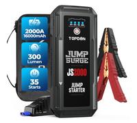 TOPDON Démarreur de Voiture, démarreur de Batterie 2000A pour Moteurs Diesel jusqu'à 8 l de gaz/6 l, Paquet de démarrage de Batterie Portable 12 V avec câbles de Pont et étui de Protection EVA