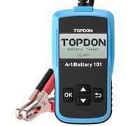 TOPDON Testeur de Batterie AB101 100-2000 CCA Testeur Batterie Voiture 12v | sur Le Système de Démarrage Outil d'Analyse de Charge pour Voiture/VUS/Camion Léger/Moto - avec Manuel Français (PDF)
