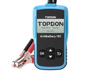 TOPDON Testeur de Batterie Auto AB101 100-2000 CCA Testeur Batterie Voiture 12v sur Le Système de Démarrage Outil d'Analyse de Charge pour Voiture/VUS/Camion Léger - avec Manuel Français (PDF)