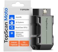 TOPDON TopScan Moto Outil de Diagnostic OBD2 pour Moto, Lecteur de Code OBD2 sans Fil Compatible avec Harley/Ducati/BMW/Kawasaki/Suzuki/Yamaha/Honda, Tous Les systèmes de Moto,Réinitialisation