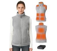 Topdot Polaire Gilet Chauffant Femme Avec Batterie 16000 mAh Incluse,10 Zones de Veste Chauffante,Gilet Chauffant Electrique Avec 3 TempéRatures RéGlables Pour Le Travail En ExtéRieur,Ski,Gris,M