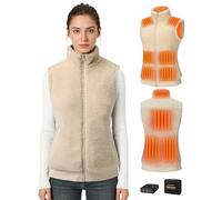 Topdot Polaire Gilet Chauffant Femme Avec Batterie 16000 mAh Incluse,10 Zones de Veste Chauffante,Gilet Chauffant Electrique Avec 3 TempéRatures RéGlables Pour Le Travail En ExtéRieur,Ski,Kaki,XS