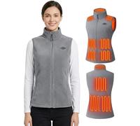 Topdot Polaire Gilet Chauffant Femme Avec Batterie 7,4V 16000 mAh Incluse,10 Zones de Avec 3 TempéRatures RéGlables,Electrique Veste Chauffante Pour Le Travail En ExtéRieur,Ski,Gris,XS