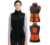 Topdot Polaire Gilet Chauffant Femme Avec Batterie 7,4V 16000 mAh Incluse,10 Zones de Avec 3 TempéRatures RéGlables,Electrique Veste Chauffante Pour Le Travail En ExtéRieur,Ski,Noir,XS