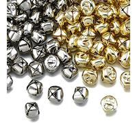 TopE Lot de 100 grelots en métal 25 mm pour loisirs créatifs, Noël, fête, décoration de mariage, 25 mm, Or + Argent.