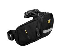 Topeak Aero Wedge Pack DX Sacoche de Selle Noire 0,9 l en Polyester 600D avec Support QuickClick et Bandes réfléchissantes, Sac de vélo imperméable pour vélo de Route