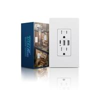 TOPELER USB Charger Wall Outlet, 30W 6.0A USB C/A Wall Receptacle, 15 Amp Duplex Tamper Resistant Receptacle Plug NEMA 5-15R, UL & FCC Listed, Screwless Wall Plate Included, White, 10Pack