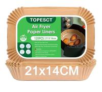 TopEsct 120 Pièces Papier Sulfurisé pour Air Fryer - 21x14 cm, Papier Cuisson de Qualité Alimentaire, Résistant à l'Huile et Imperméable Airfryer Accessoires compatible avec Ninja (21x14cm)