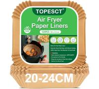 TopEsct 120 pièces papier sulfurisé pour friteuse à air chaud, 20 cm, papier cuisson de qualité alimentaire, résistant à l'huile, air fryer accessoires pour friteuse sans huile 5-8 L