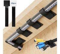 TopEsct 20 Pièces Couvre-Câbles pour Bureau 15 cm Moyen Support de Câble Autocollant Cache-Câbles Guide de Câbles Bande Velcro Organisateur de Câbles pour TV PC Desktop Guirlande Lumineuse