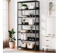 TOPESCT Bibliothèque industrielle haute à 6 niveaux avec armoire, bibliothèque 190 cm,30 x 80 x 190 cm sur pied,étagère de
