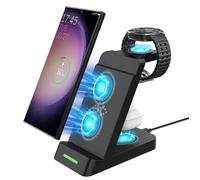 TOPESCT, Chargeur sans fil 3-en-1 pour téléphone, montre intelligente Samsung, écouteurs noir