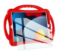 TopEsct - Coque pour Enfants pour iPad 10,2" - Coque en Silicone Antichoc avec Protection d'écran en Verre trempé et Sangle - Compatible avec iPad 9e/8e/7e génération (2021) - Rouge