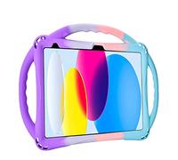 TopEsct Étui pour Enfants pour iPad (A16) 11e génération 11" 2025, iPad 10e génération 11" 2022, béquille intégrée, Coque Antichoc en Silicone livrée avec Sangle (Violet et Turquoise)