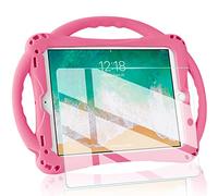 TopEsct Étui pour iPad 6e génération, iPad 5e génération, étui pour Enfants pour Nouvel iPad 2017/2018 9,7" avec Protection d'écran en Verre trempé et Sangle, Coque Antichoc en Silicone pour iPad Air