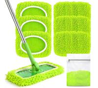 TOPESCT Lingettes Humides pour Swiffer Balai, 6 Pièces Recharges Lavables et Réutilisables en Microfibre pour Nettoyage Sec et Humide des Sols, Murs et Vitres, avec Sac à Linge, 25x11cm