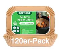 TopEsct Lot de 120 Feuilles de Papier Sulfurisé pour Friteuse à Air - 21x14 cm, Papier Cuisson de Qualité Alimentaire, Résistant à l'Huile et Imperméable (21x14cm)
