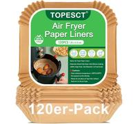 TopEsct Lot de 120 feuilles de papier sulfurisé pour friteuse à air chaud, 20 cm, papier sulfurisé de qualité alimentaire, imperméable, résistant à l'huile, accessoires de friteuse à air chaud