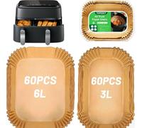 TopEsct Lot de 120 feuilles de papier sulfurisé pour friteuse à air chaud Philips Airfryer Dual Basket 3000 Series, papier sulfurisé pour Tefal 5,2/3,1 L Dual Easy Fry, 21 x 17 cm et 21 x 11 cm