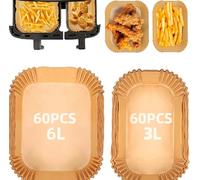 TopEsct Lot de 120 feuilles de papier sulfurisé pour friteuse à air chaud Philips Airfryer Dual Basket 3000 Series, papier sulfurisé pour Tefal 5,2/3,1 L Dual Easy Fry, 21 x 17 cm et 21 x 11 cm