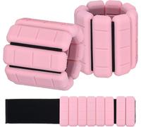 TOPESCT Lot de 2 poids portables pour poignet et cheville (0,5 kg/0,9 kg chacun),bracelet lesté réglable pour la musculation,la marche,la course,le pilates,le jogging,le yoga (Pink, 1lb/each)