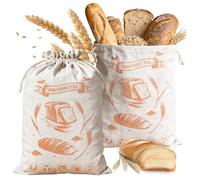 TopEsct Lot de 2 sacs à pain en lin - 30 x 40 cm - Avec cordon de serrage - Pour conserver la fraîcheur