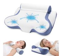 TopEsct Oreiller en Mousse à mémoire de Forme pour dormeurs sur Le côté et sur Le Dos (Bleu)