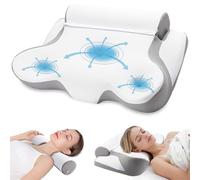 TopEsct Oreiller Ergonomique 2 en 1 Oreiller Mémoire Forme Coussin Cervical pour Dormir - Texture rafraîchissante - Soulager la Pression du Cou (Gris)