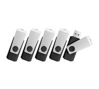 Topesel Lot de 10 clés USB 2.0 Flash Drive Memory Stick USB Pen Drive Design de pivot 64GB*5PCS Black*5