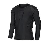 Topeter - Compression Rembourrée Chemise À Manches Longues Épaule Protecteur De Poitrine pour Planche À Roulettes Snowboard Ski Sur Glace Vélo Adolescent-Garçons Noir YL