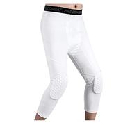 Topeter Legging d'entraînement athlétique 3/4 Capri Pantalon court rembourré Collants de compression Blanc M