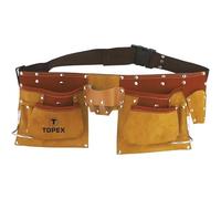 Topex Ceinture à outils 79R405 – 11 poches cuir/toile marron