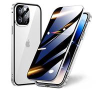 TOPF&B Coque de confidentialité pour iPhone 15 Pro, coque magnétique avec protection d'écran de confidentialité intégrée et protecteur d'appareil photo, coque intégrale à 360 degrés en métal pour