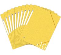 Topfile+ Pack Of 10 Cardboard Folders With 3 Flaps A4 Size Elastic Closure-Yellow