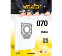 TopFilter 070, 4 sacs aspirateur pour Philips, boîte de sacs d'aspiration en non-tissé, 4 sacs à poussière (30 x 26 x 0,1 cm) G