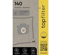 TopFilter 140, 4 sacs aspirateur pour Rowenta et Moulinex boîte de sacs d'aspiration en non-tissé, 4 sacs à poussière (30 x 26 x 0,1 cm), Blanc